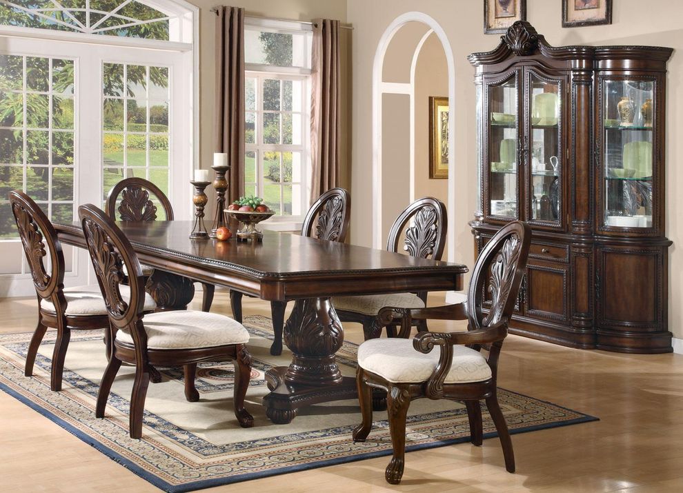 Traditional formal dining table in rich cherry by Coaster