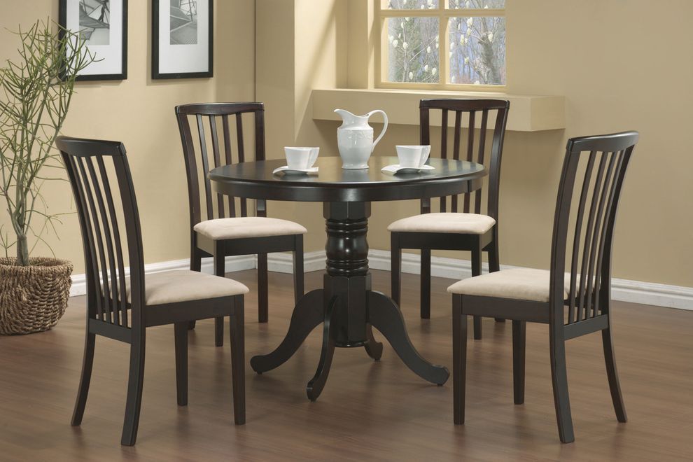 Small round wood pedestial table 5pcs set by Coaster