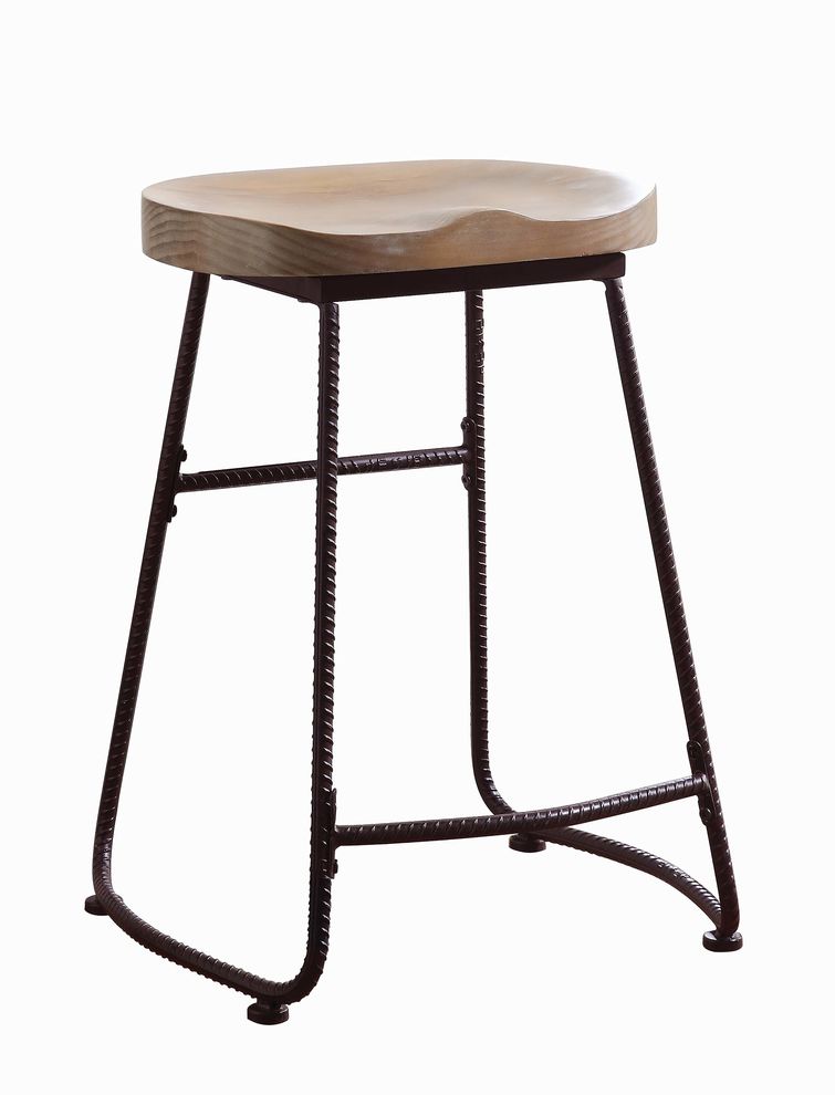 Industrial driftwood counter-height stool by Coaster