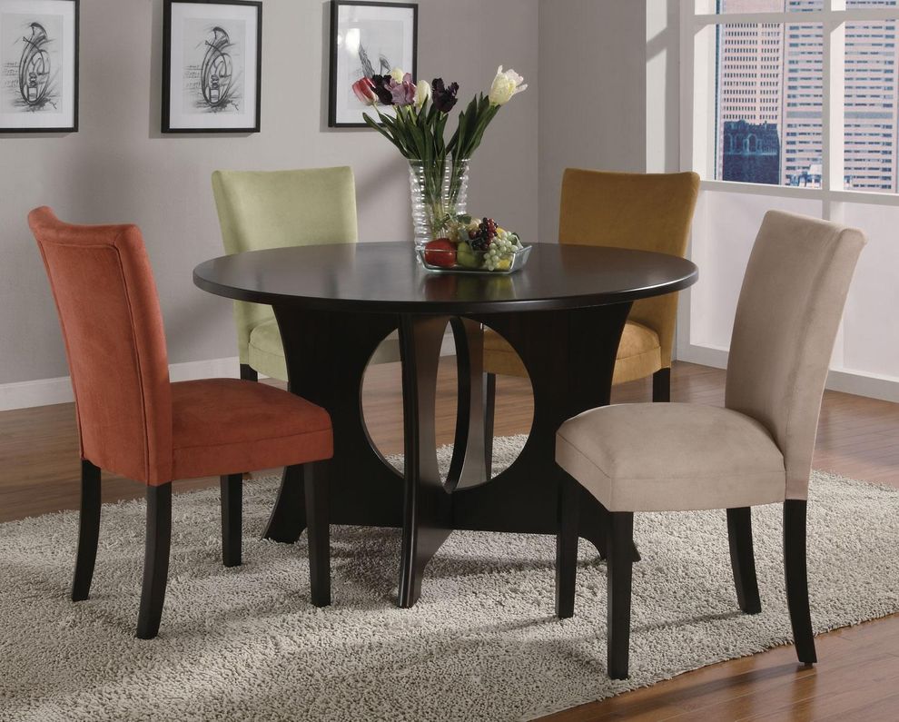 Contemporary rich cappuccino round table by Coaster