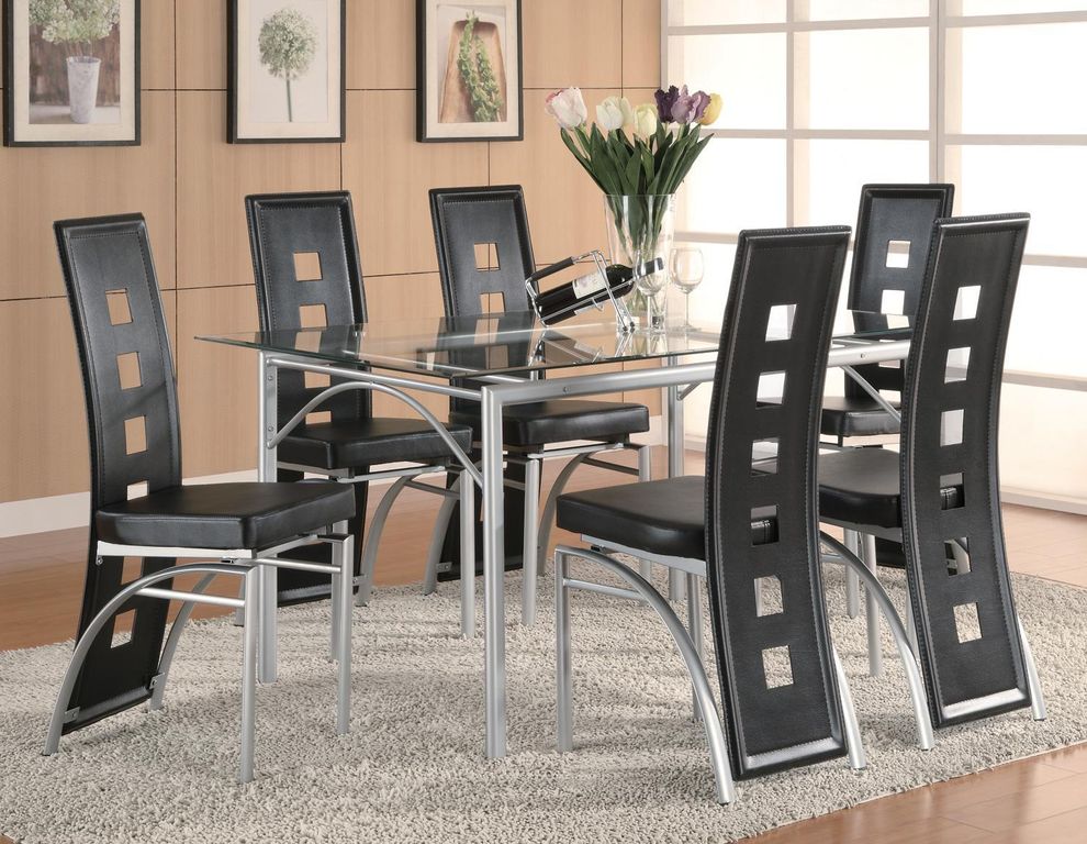 Contemporary metal / glass small dining 5pcs set by Coaster