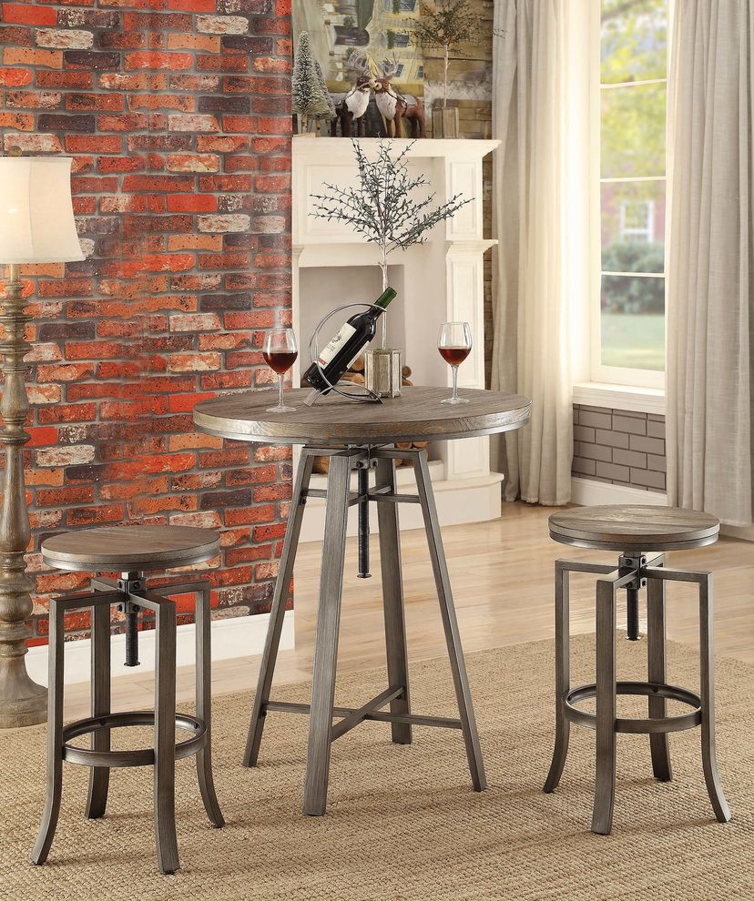 Industrial adjustable height round bar table by Coaster
