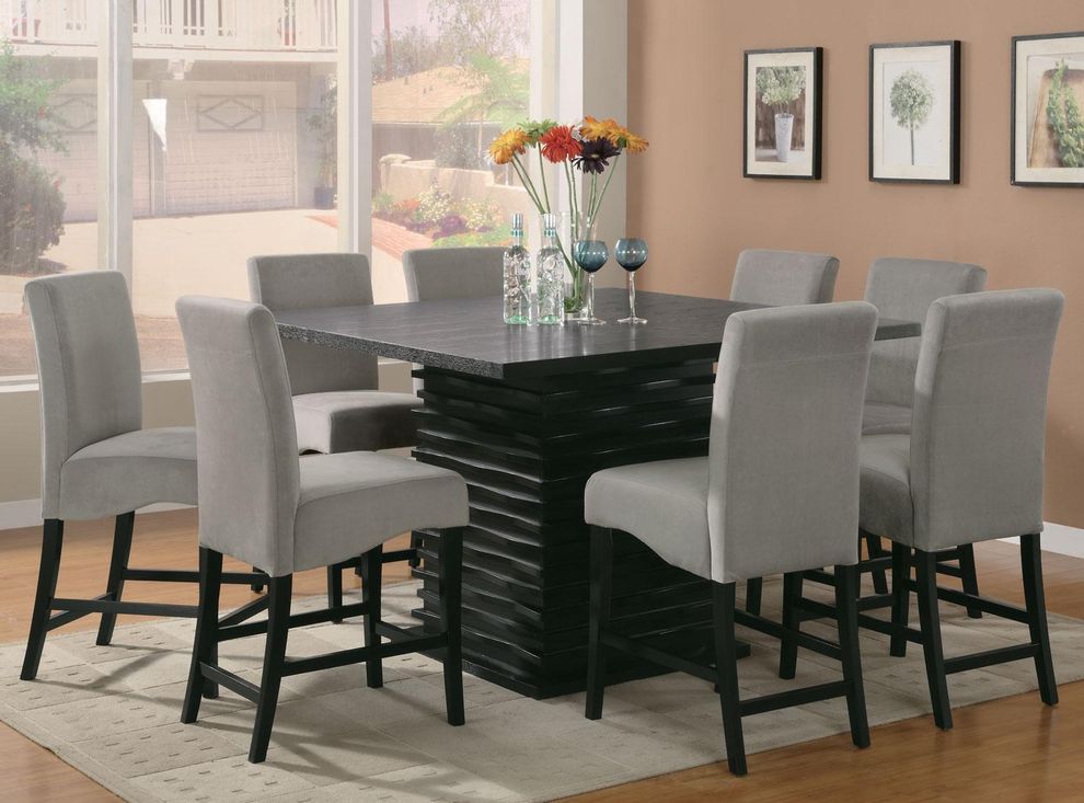 Bar height dining table in black wave pattern by Coaster