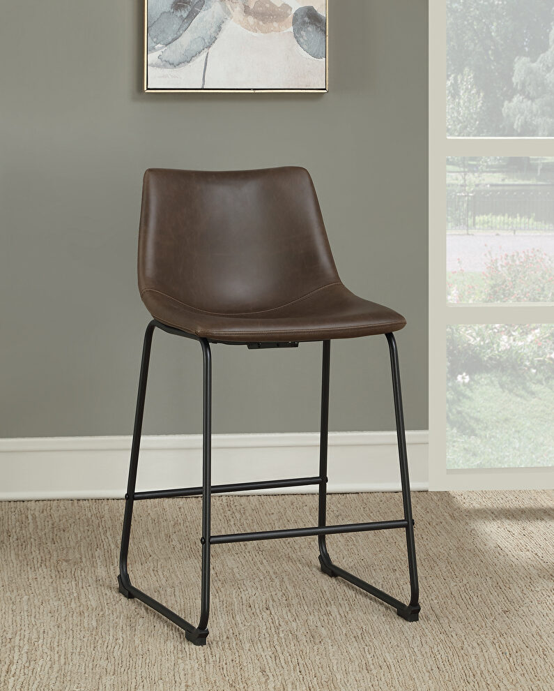 Industrial brown faux leather counter-height stool by Coaster