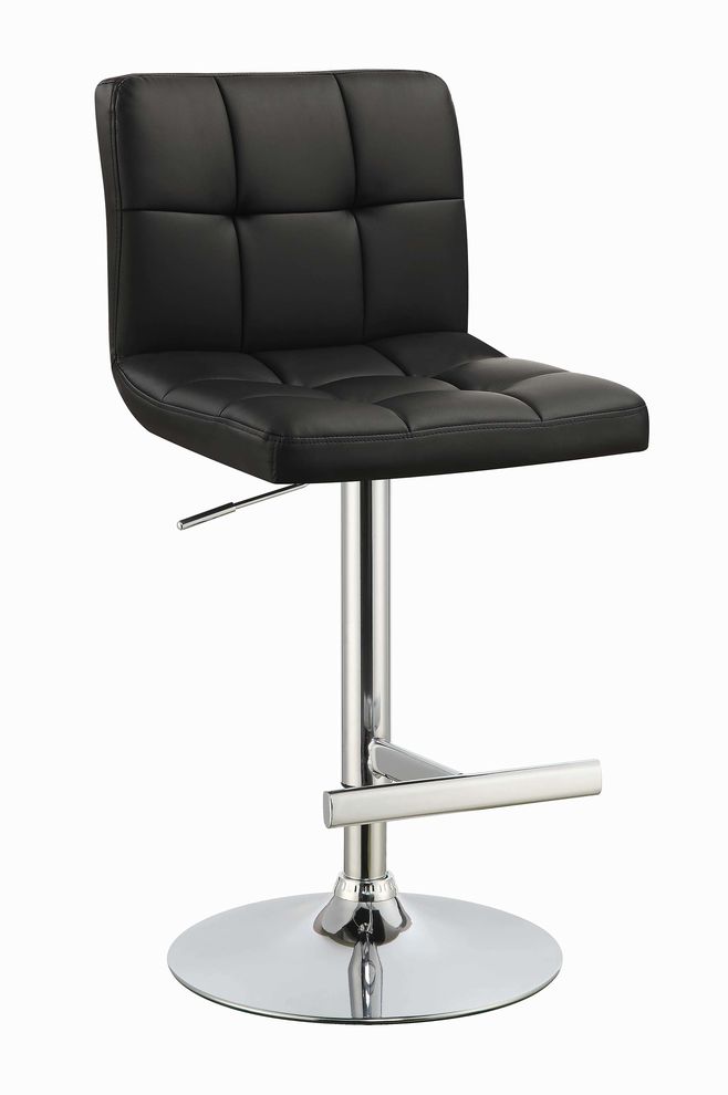 Contemporary black and chrome adjustable bar stool by Coaster