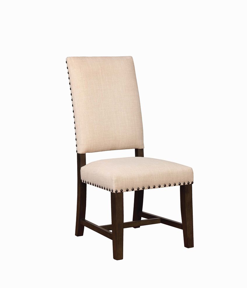Contemporary beige upholstered parson chair by Coaster