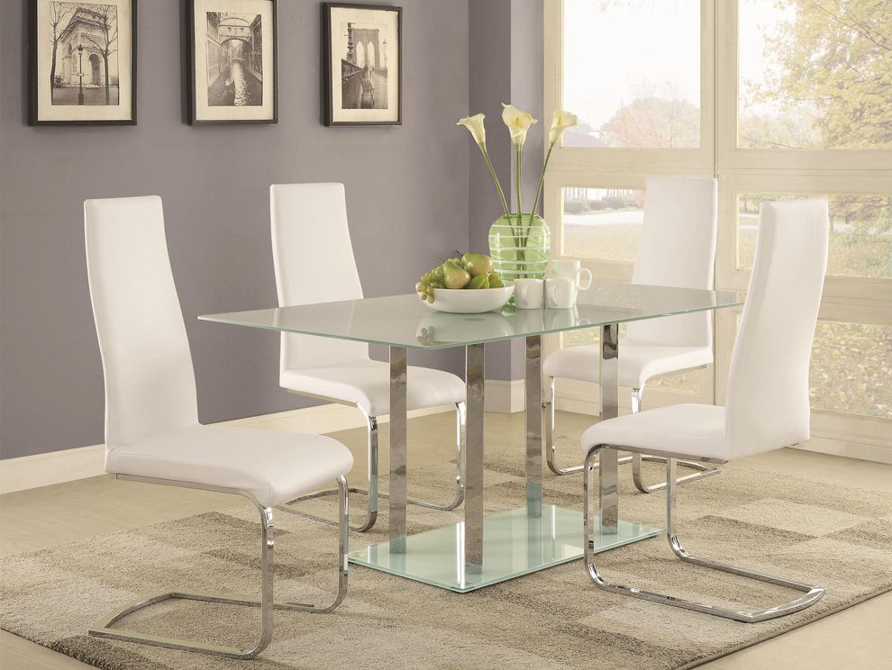 Contemporary frosted glass dining table by Coaster