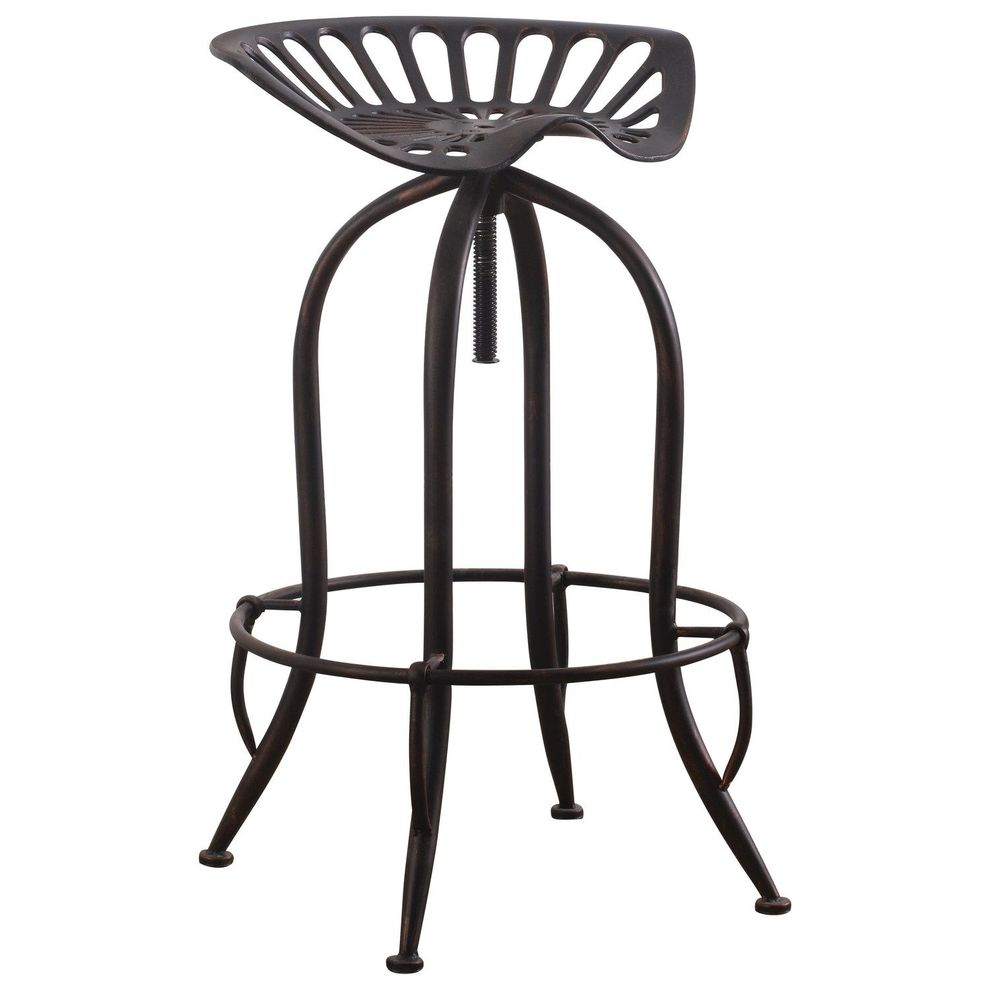 Antique black all metal rustic style bar stool by Coaster
