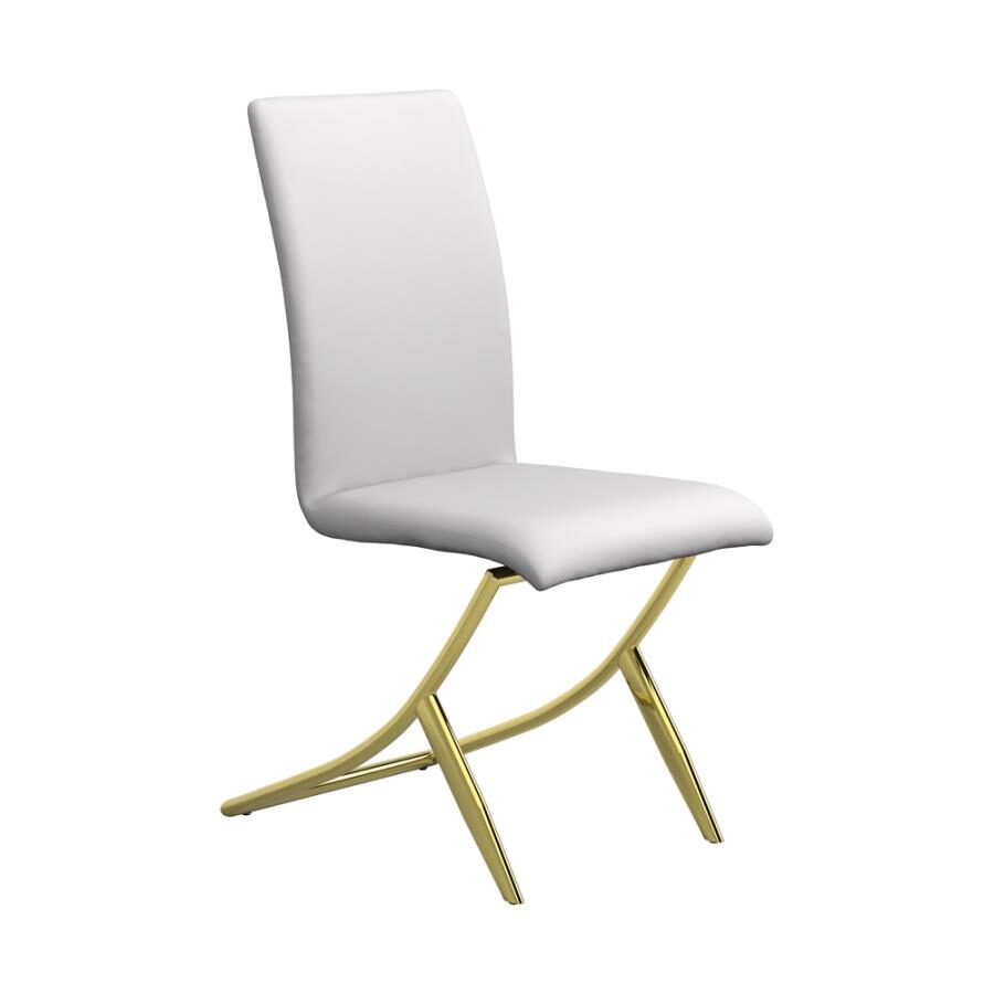 White leatherette upholstery dining chair by Coaster