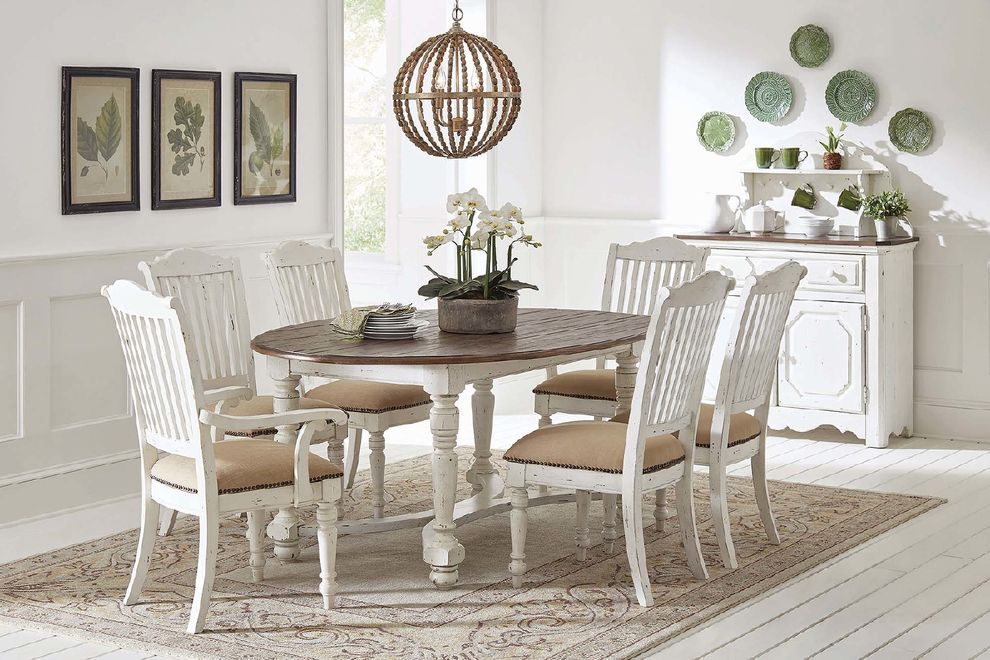 Vintage white country style oval dining table by Coaster