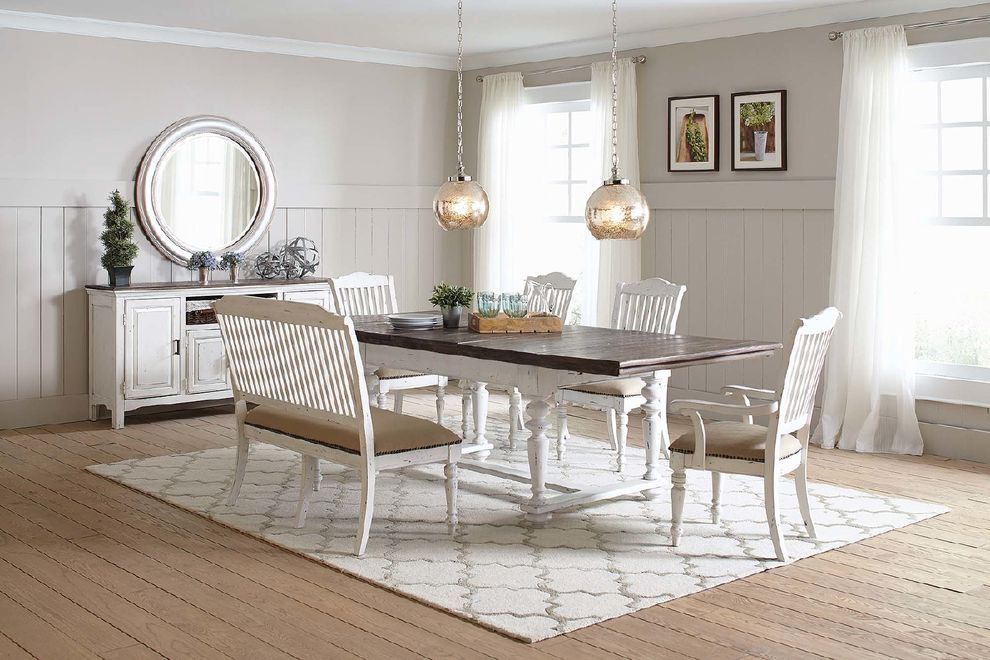 Dining table in rustic white w/ extension by Coaster