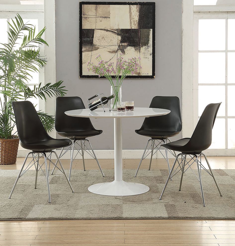 Mid-century modern 40-inch white round dining table by Coaster