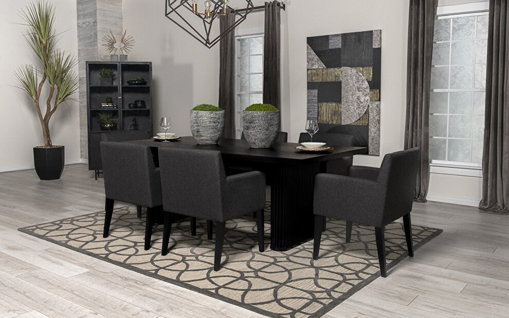 Rectangular double pedestal dining table black by Coaster