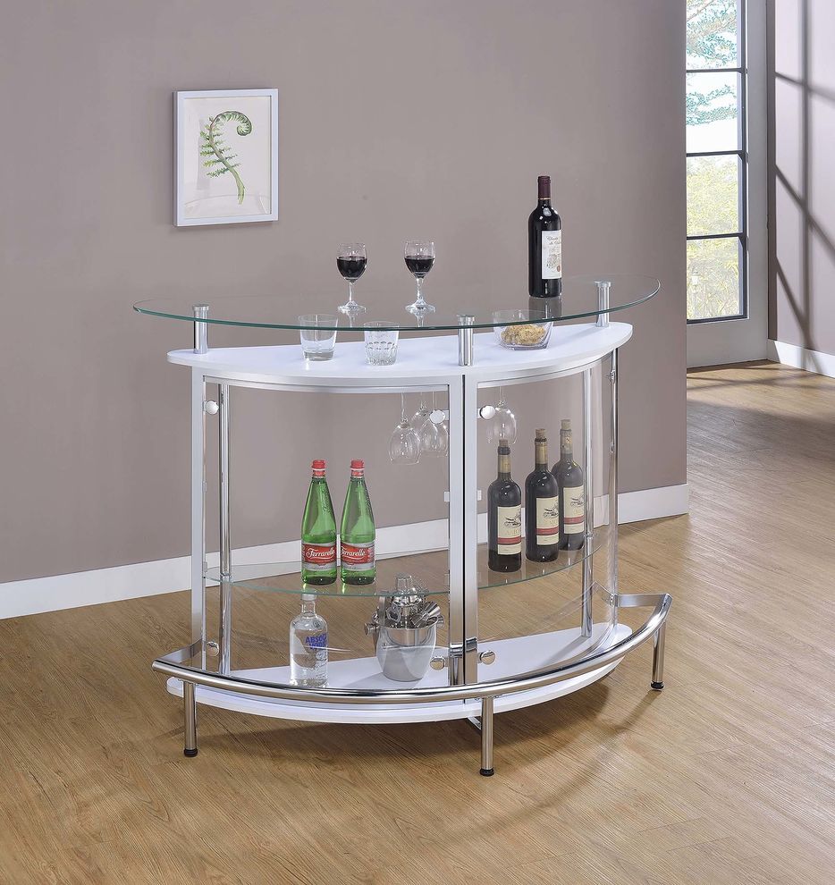 Bar unit in white / clear glass by Coaster