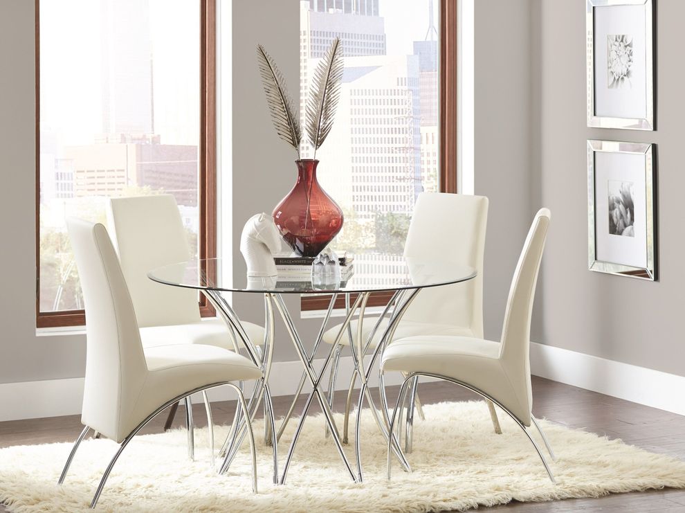 Round glass top modern dining table by Coaster