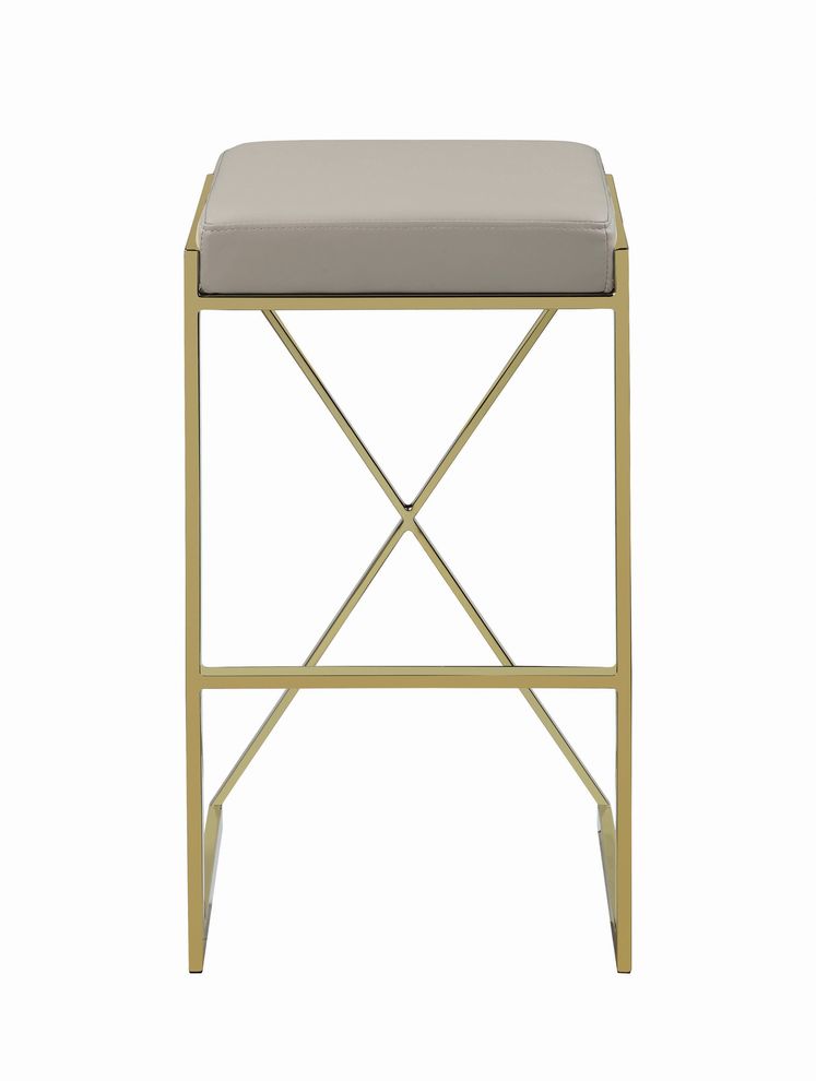 Bar stool in taupe leatherette / gold base by Coaster