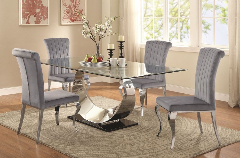 Contemporary glass top dining table 5pcs set by Coaster