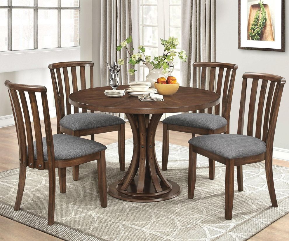Asian hardwood circular dining table by Coaster