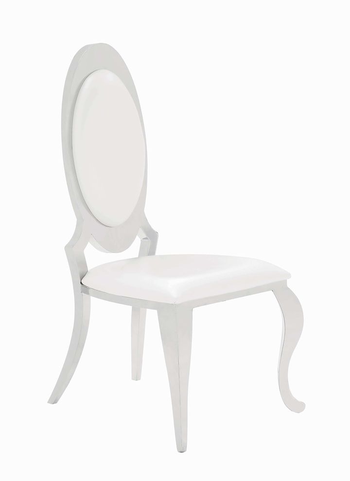 Dining chair in white leatherette / chrome by Coaster