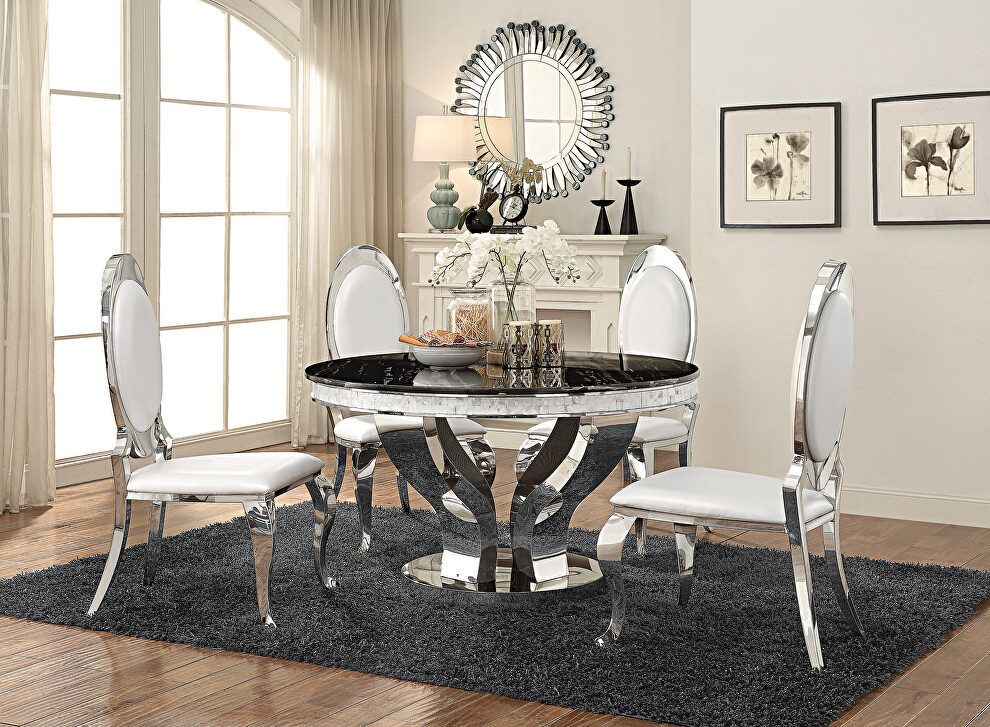 Hollywood glam silver dining table by Coaster