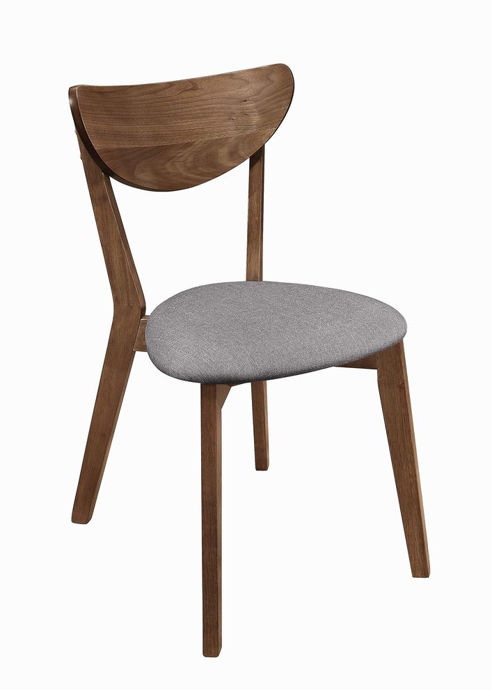 Dining chair in gray fabric/light walnut wood by Coaster