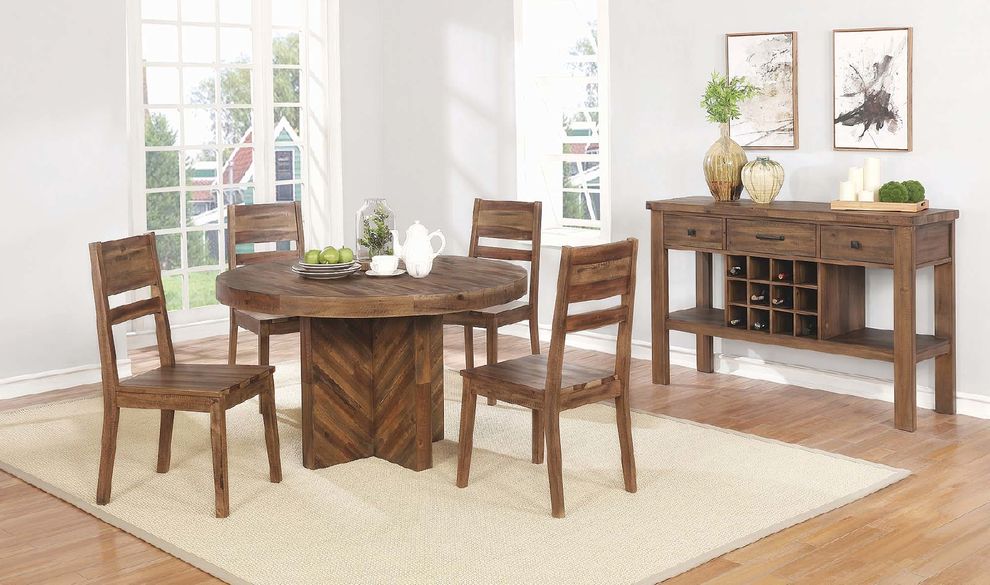 Rustic varied natural round dining table by Coaster