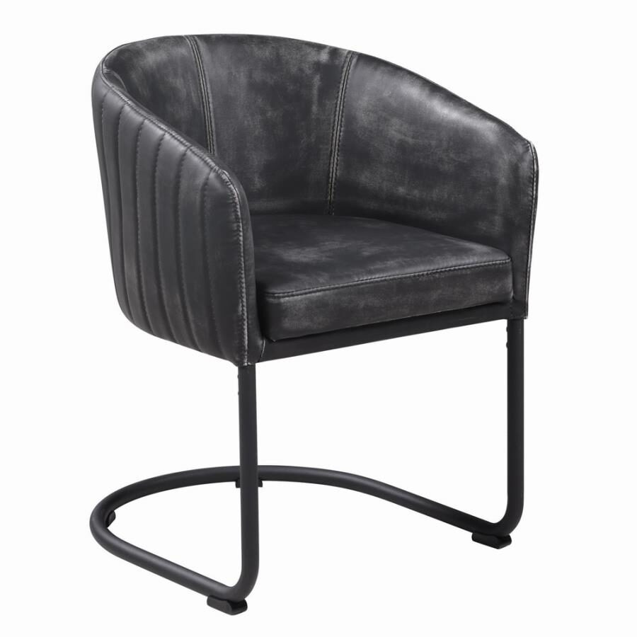 Anthractite leather side chair by Coaster