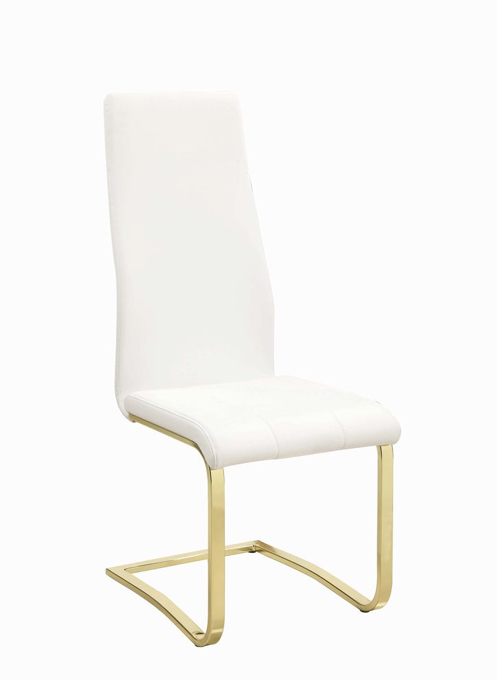 Chanel modern white and rustic brass side chair by Coaster