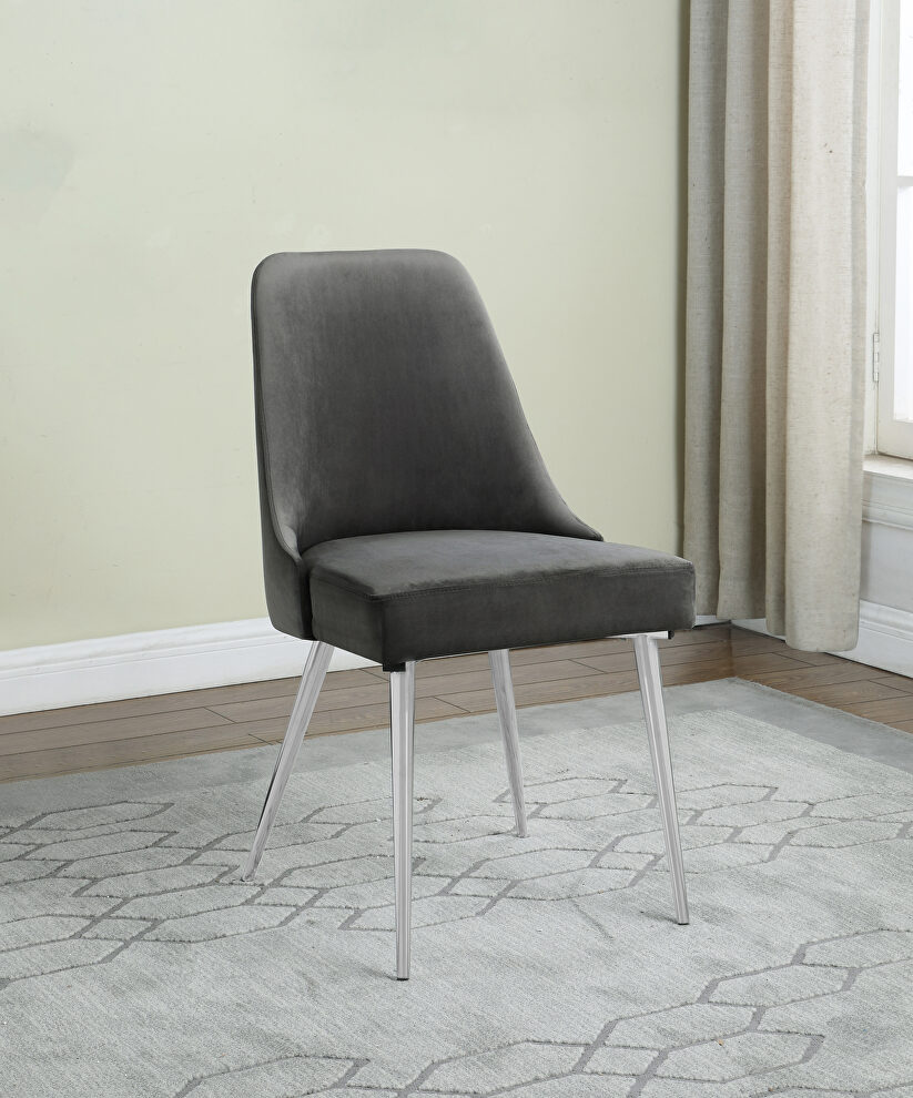 Matte gray-loden velvet dining chair by Coaster