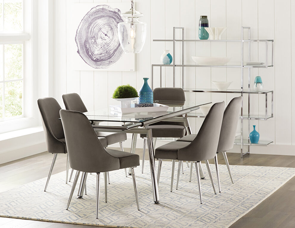 Clean line design glass top extension dining table by Coaster