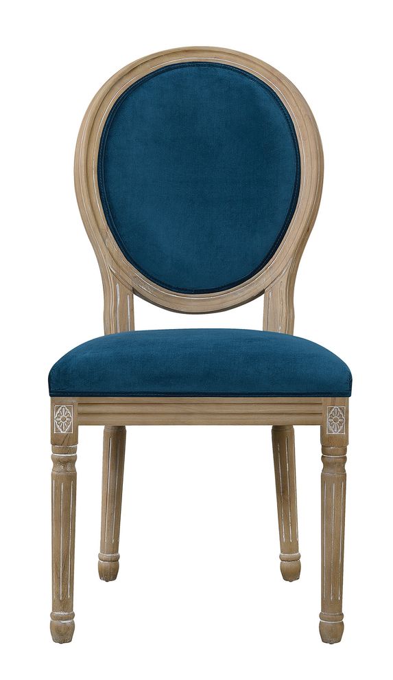 Peacock velvet dining chair in blue by Coaster