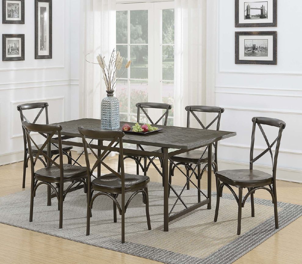 Industrial chic brown dining table by Coaster