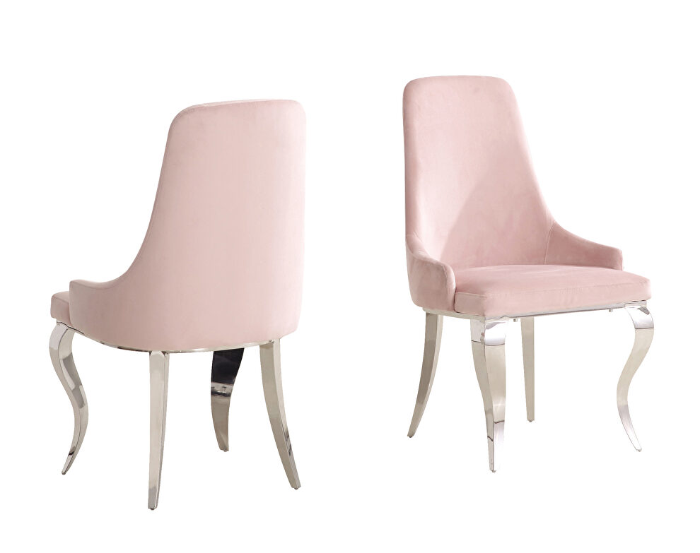 Dining chair in light pink velvet by Coaster