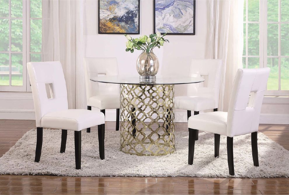 Modern brushed gold dining table by Coaster