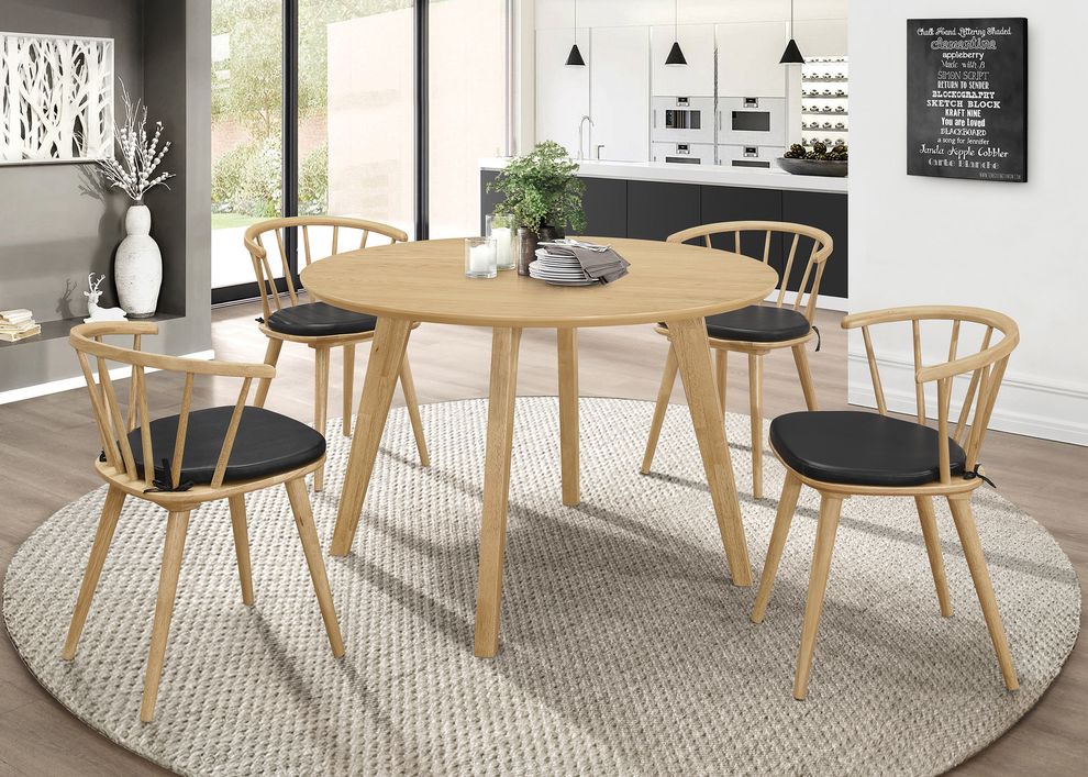 5pcs dining table set in natural white oak wood by Coaster