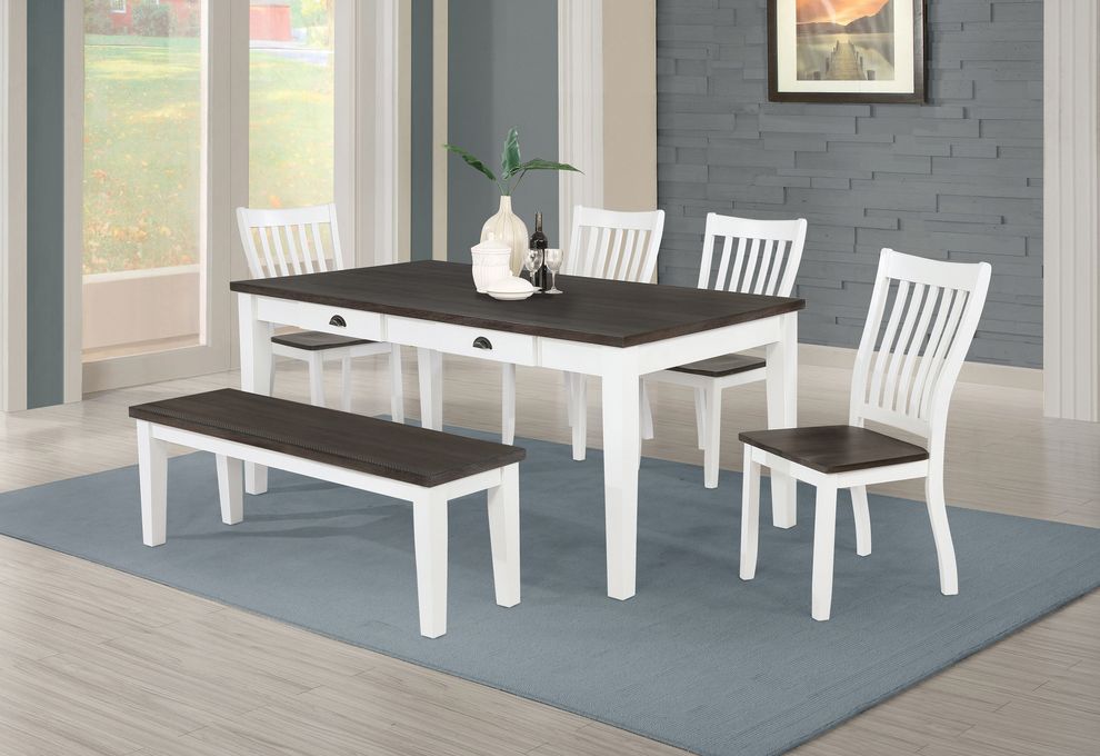 Farmhouse style espresso / white dining table by Coaster