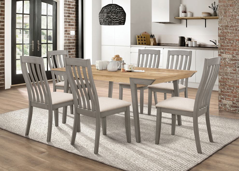 Acacia / coastal gray finish contemporary dining table by Coaster