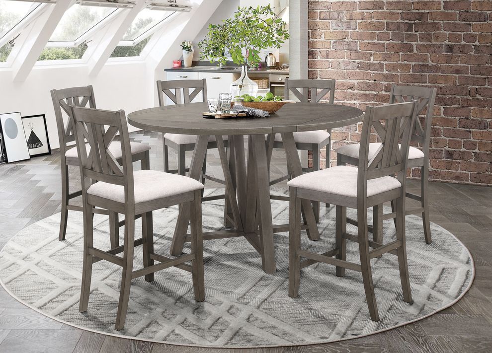 Counter round table in gray farmhouse style by Coaster