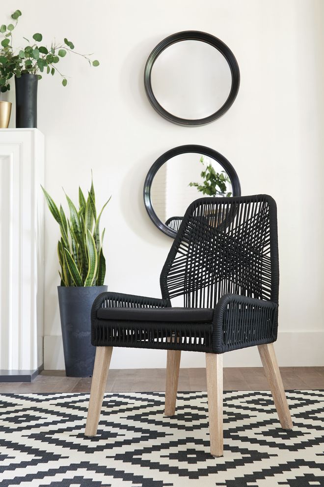 Dining chair in black rope / fabric by Coaster