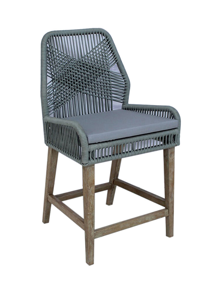 Gray rope & fabric upholstered counter height chair by Coaster