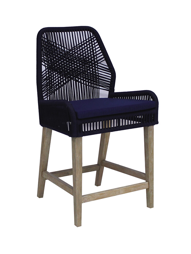 Dark blue rope & fabric upholstered counter height chair by Coaster
