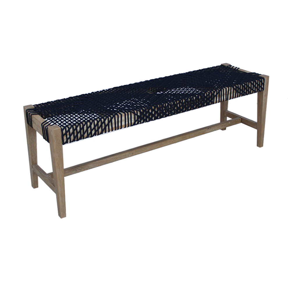 Navy rope & fabric upholstery bench by Coaster