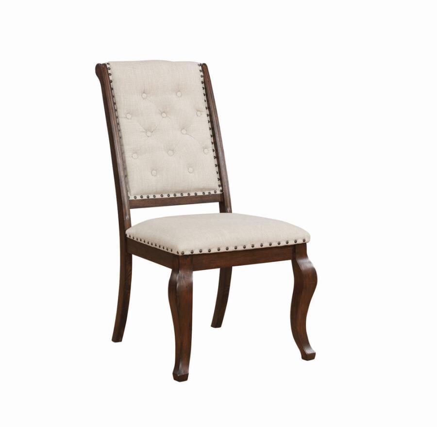Foam padded cushioning in elegant button tufted fabric upholstery side chair by Coaster