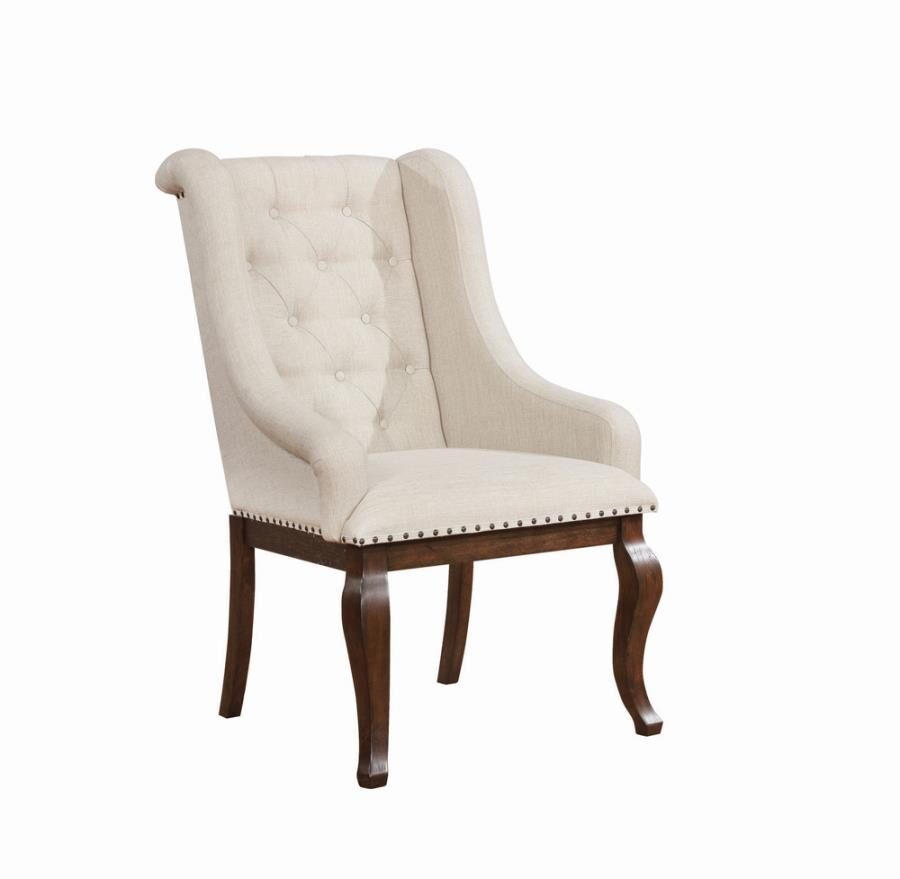 Cream fabric upholstery arm chair by Coaster