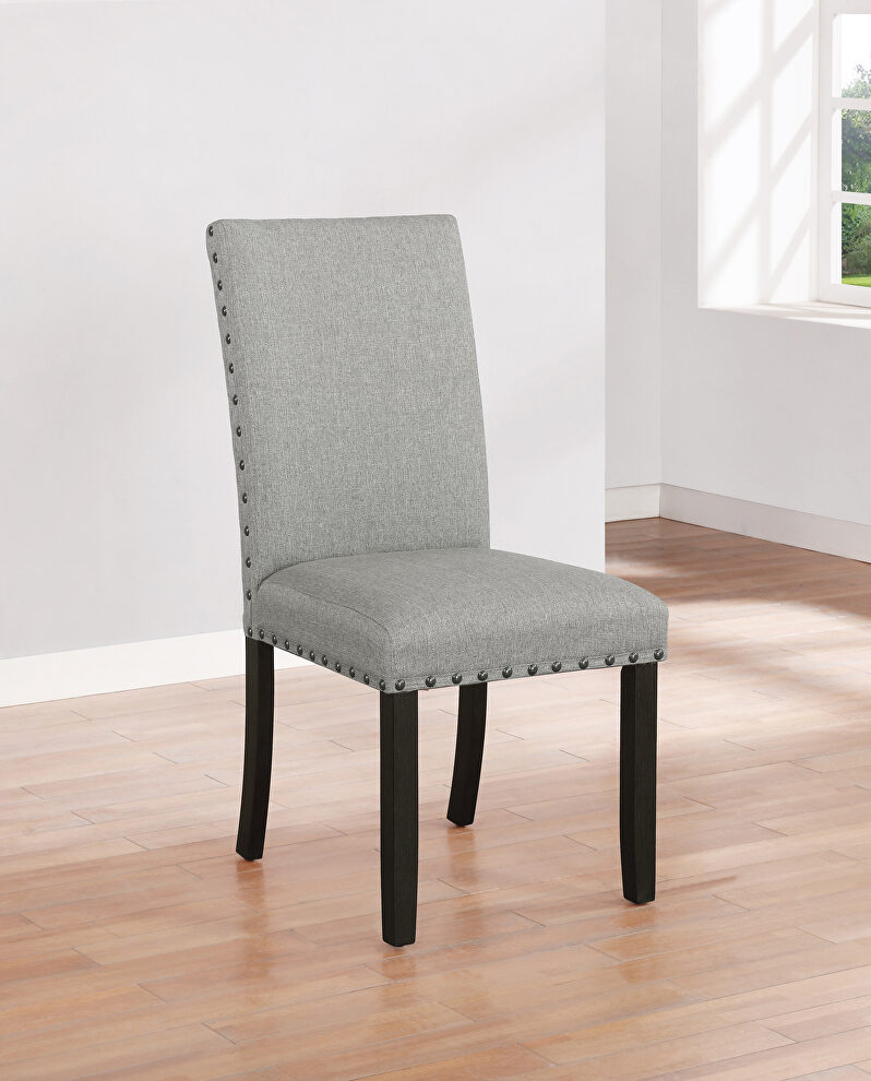 Soft and durable woven fabric in gray parsons chairs by Coaster