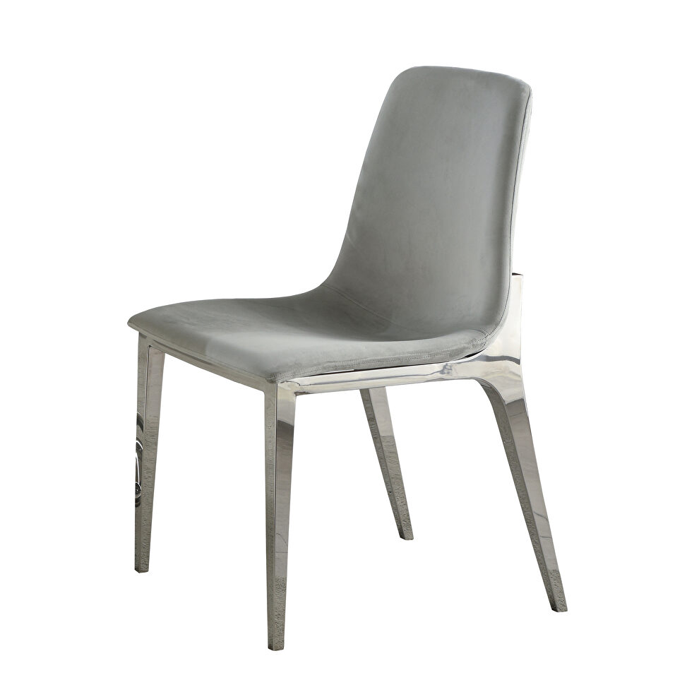 Microfiber matte gray velvet dining chair by Coaster