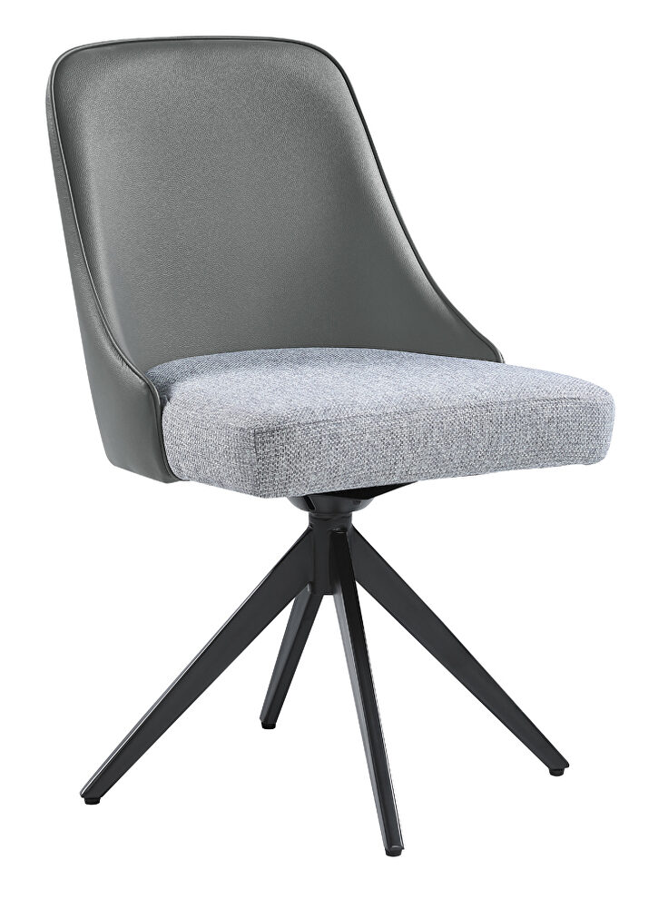 Gray fabric/ leatherette upholstered swivel side chairs (set of 2) by Coaster