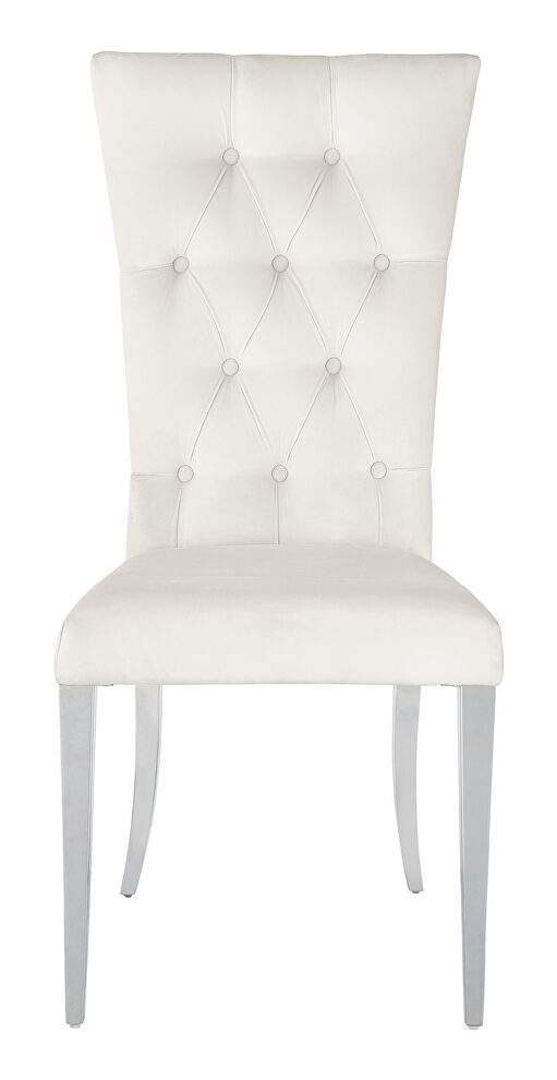 Tufted upholstered side chair (set of 2) white and chrome by Coaster