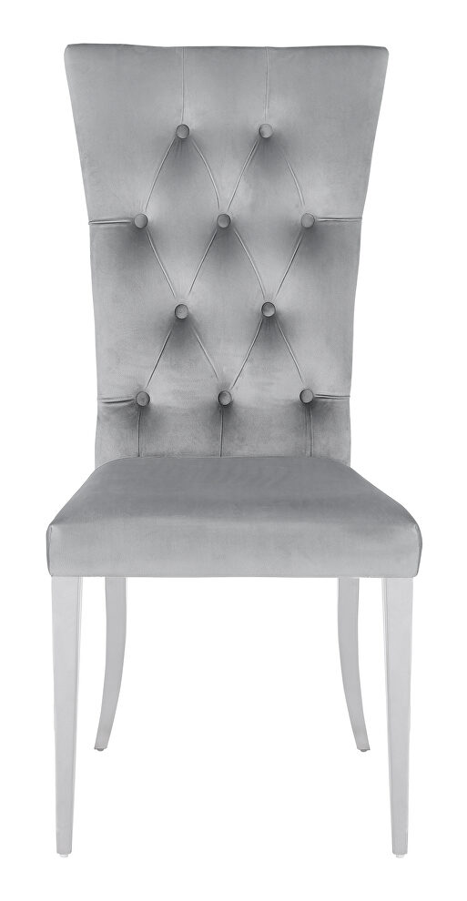 Tufted upholstered side chair (set of 2) gray and chrome by Coaster