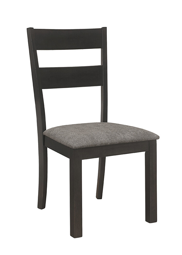 Gray finish upholstery side chairs with ladder back (set of 2) by Coaster
